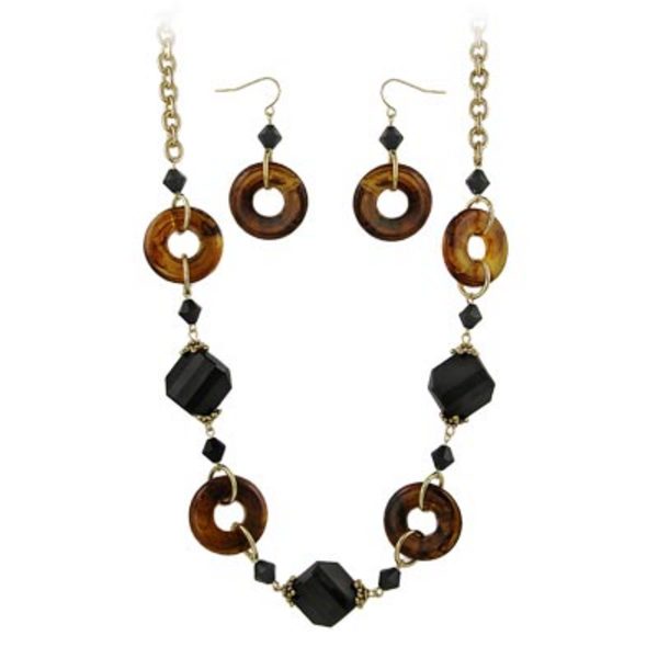 Long Tortoise Circle Gold Necklace Set
