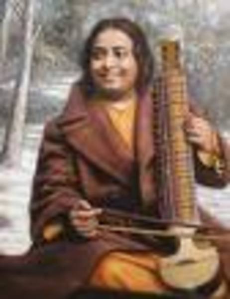 Yogananda with instrument