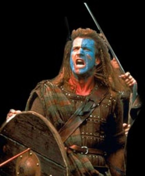 Face painted scottish warrior