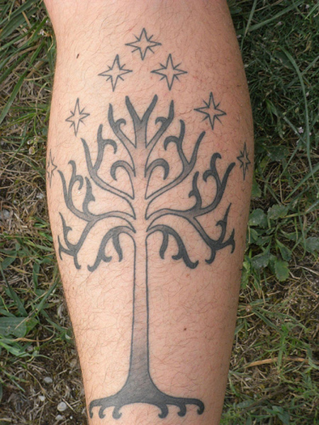 White tree of Gondor tattoo - calf